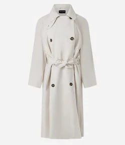 Trench Coat em Gabardine com Faixa para Amarração