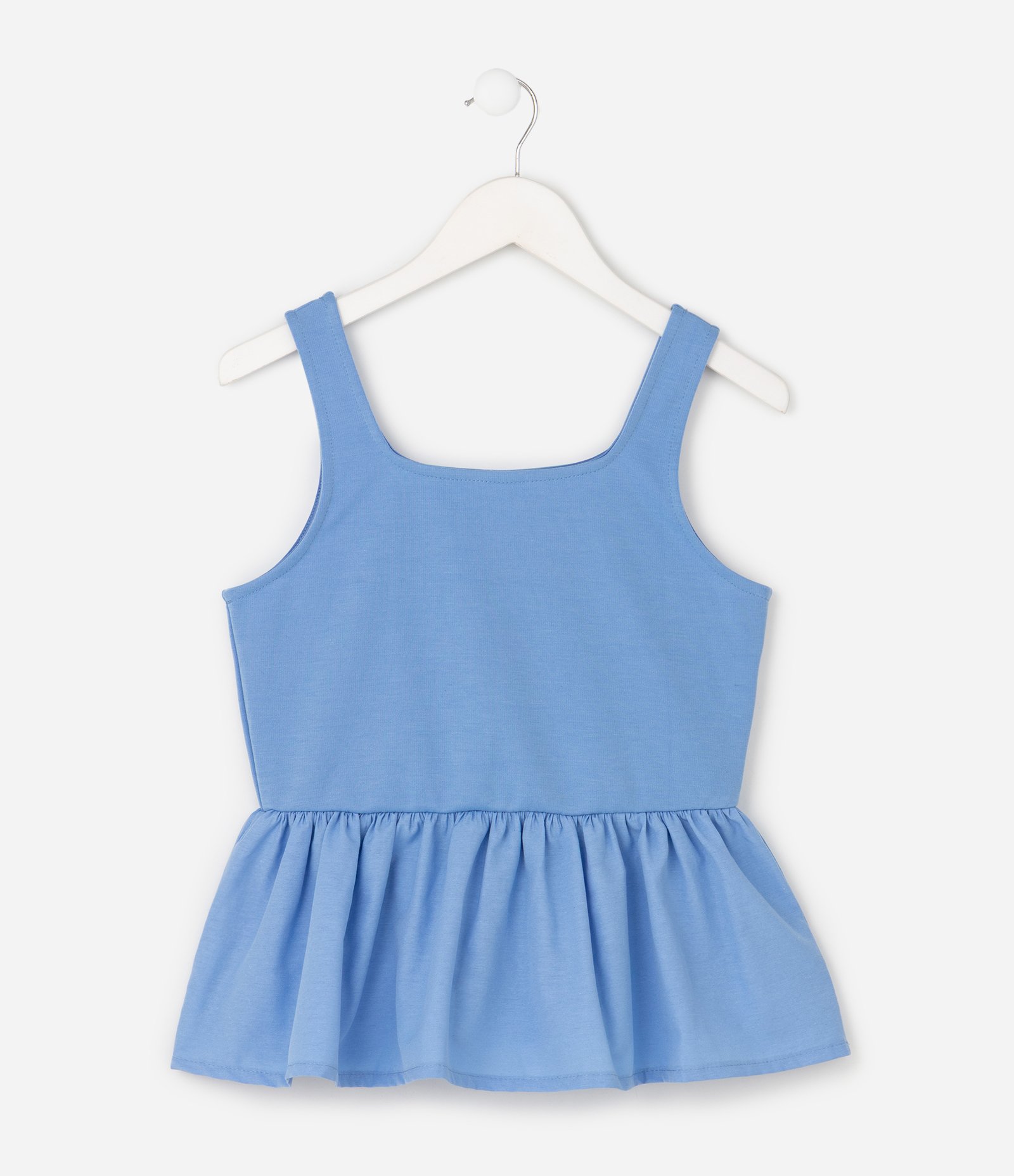 Blusa Peplum Infantil com Babado na Barra - Tam 5 a 16 Anos Azul 7