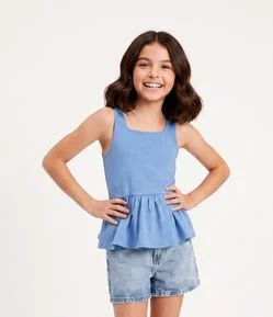 Blusa Peplum Infantil com Babado na Barra - Tam 5 a 16 Anos