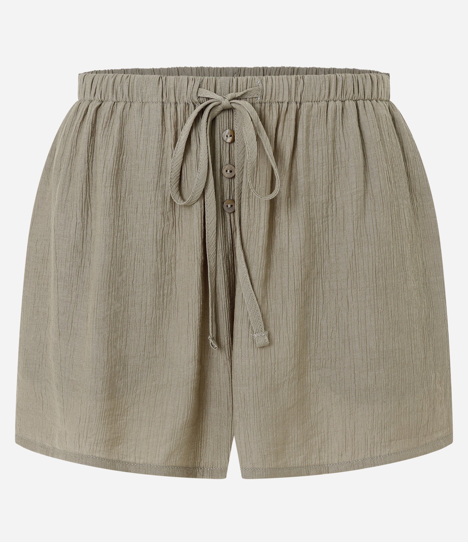 Saída de Praia Short em Viscose com Bolso e Amarração Verde Oliva 1