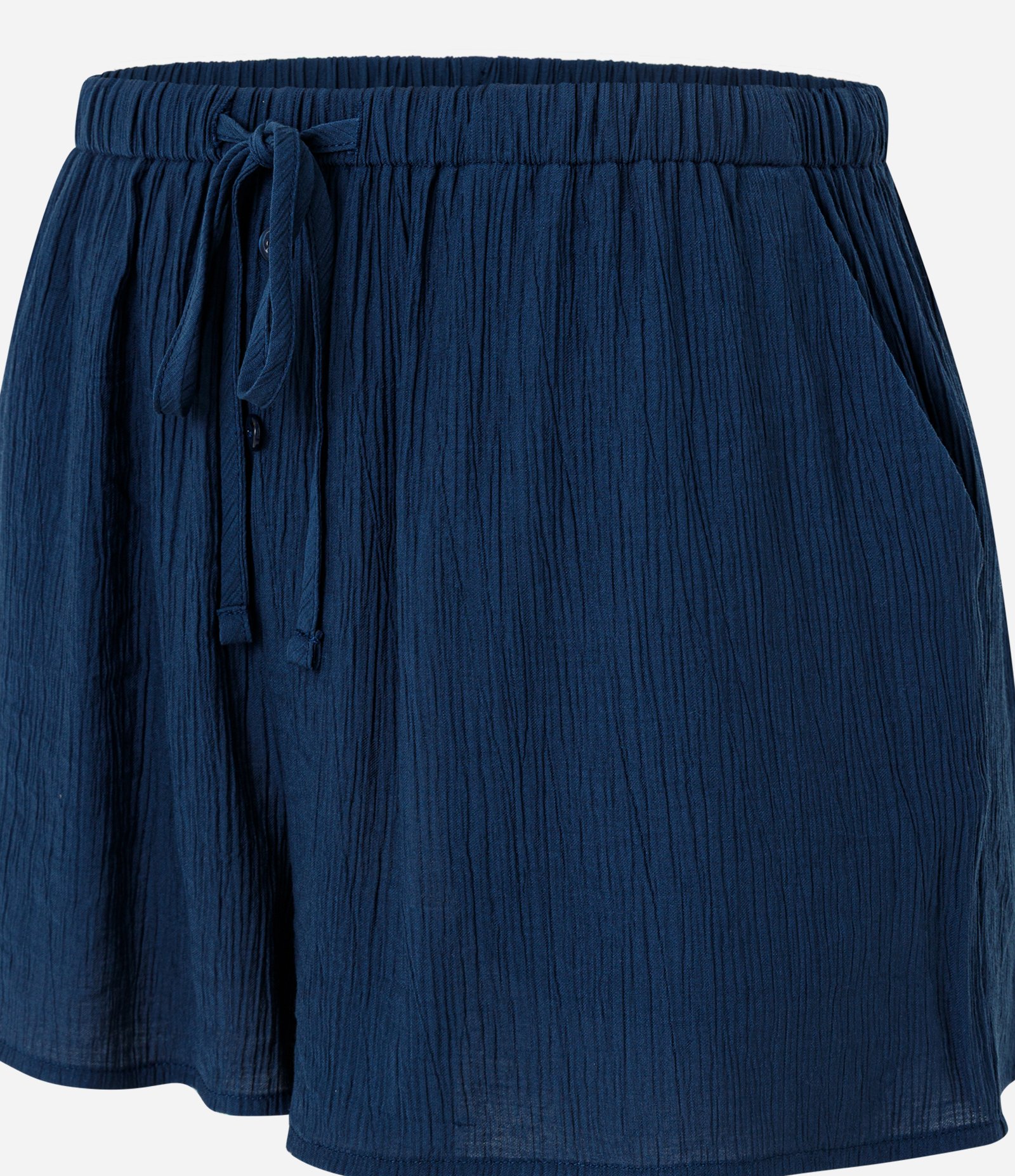 Saída de Praia Short em Viscose com Bolso e Amarração Azul 2