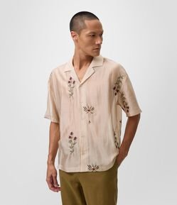 Camisa Boxy em Liocel com Bordado Floral Organza