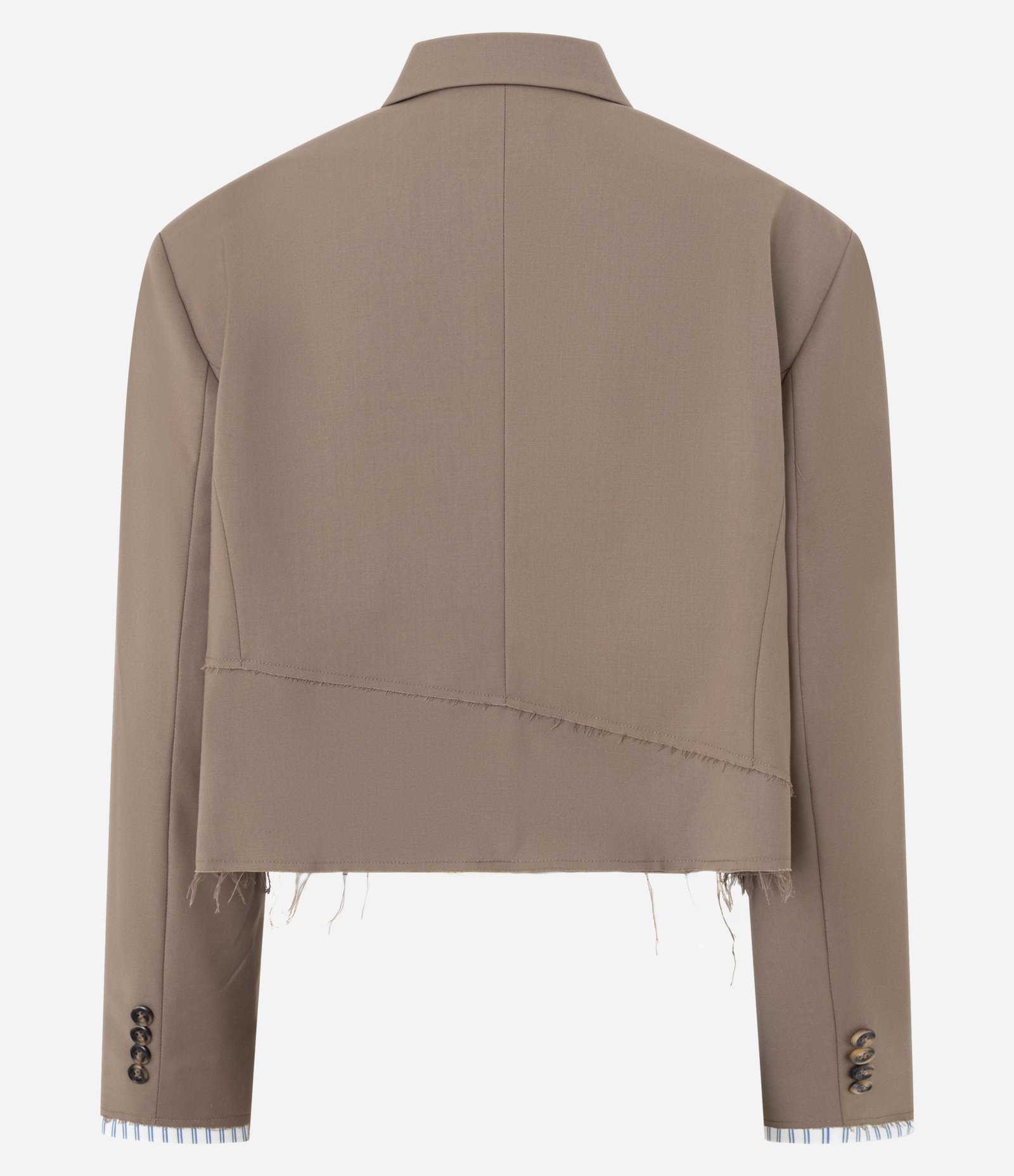 Blazer Oversized Alfaiatado com Acabamento Desfiado Bege 6