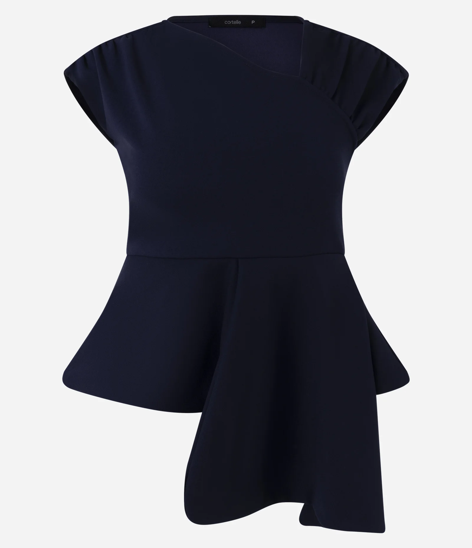 Blusa Peplum Assimétrica com Decote Transpassado Azul 6