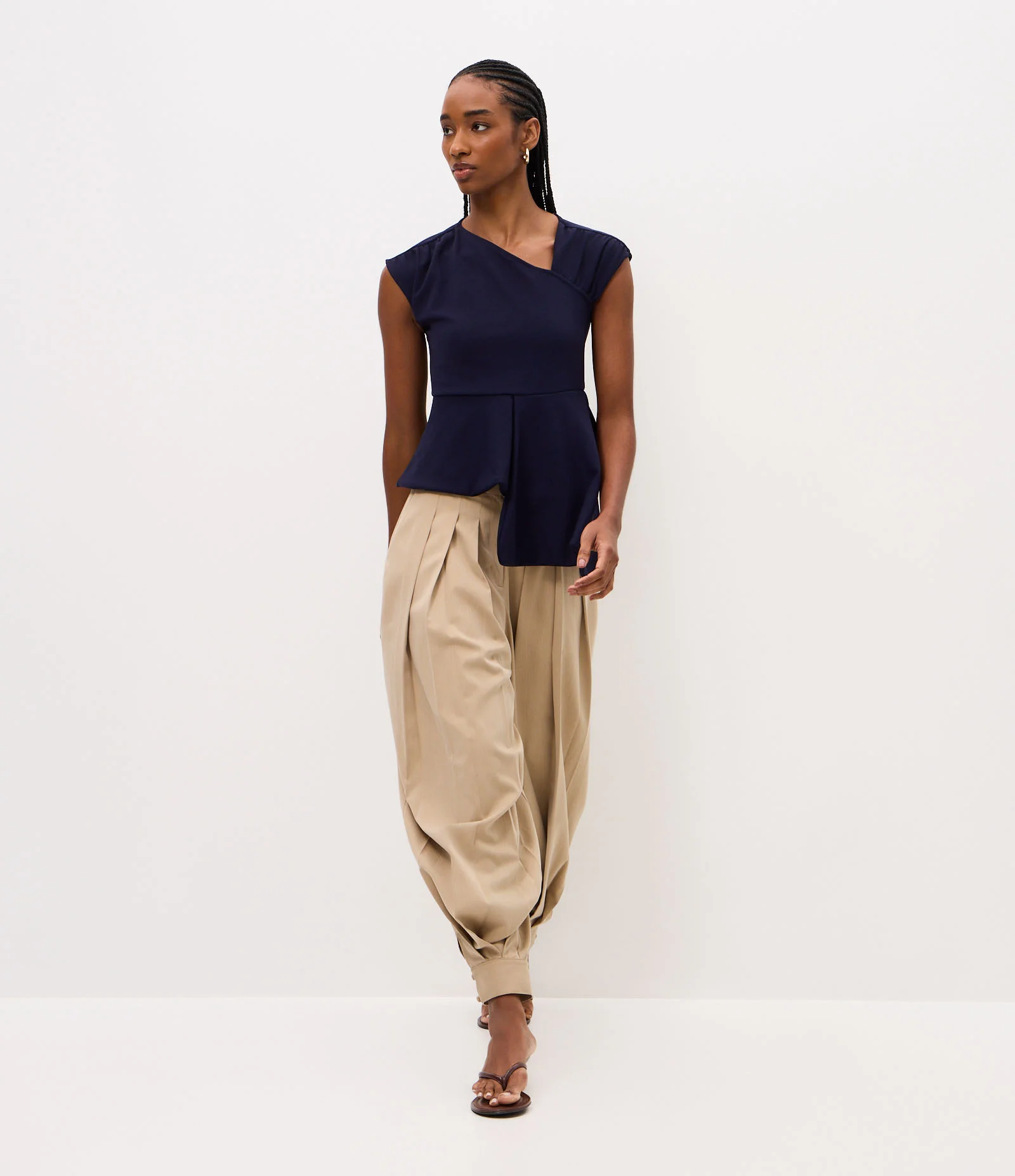 Blusa Peplum Assimétrica com Decote Transpassado Azul 2