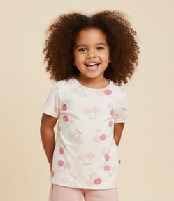 Camiseta Infantil Slim com Estampa de Cerejas - Tam 1 a 6 Anos