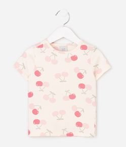 Camiseta Infantil Slim com Estampa de Cerejas - Tam 1 a 6 Anos