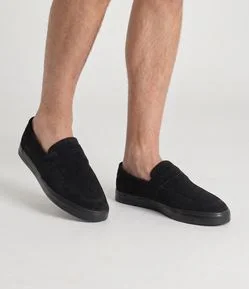 Tênis Couro Camurça Mocassim com Sola Vulcanizada