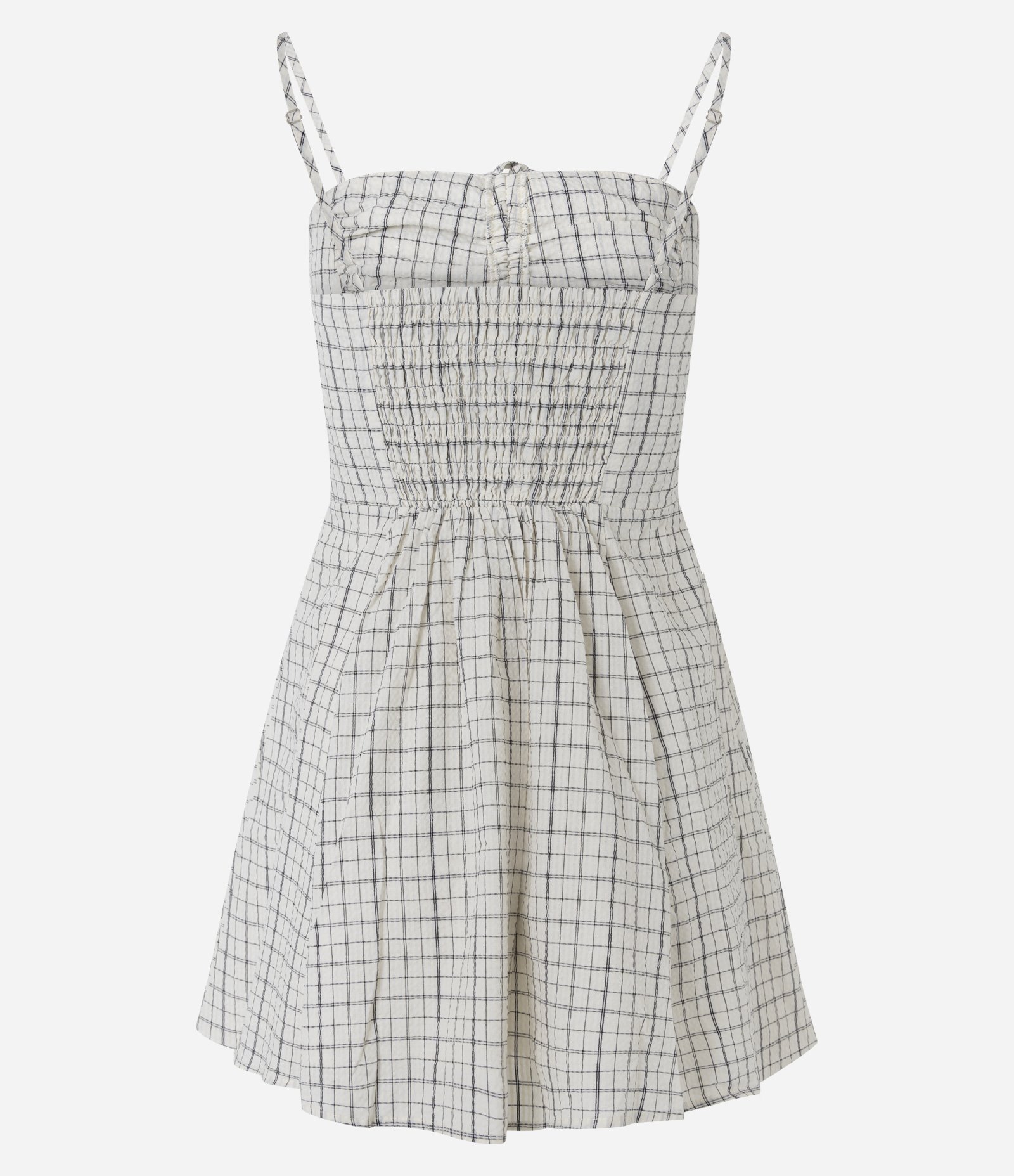 Vestido Em Viscose Com Alça Soft Texturizado Xadrez Cinza 7