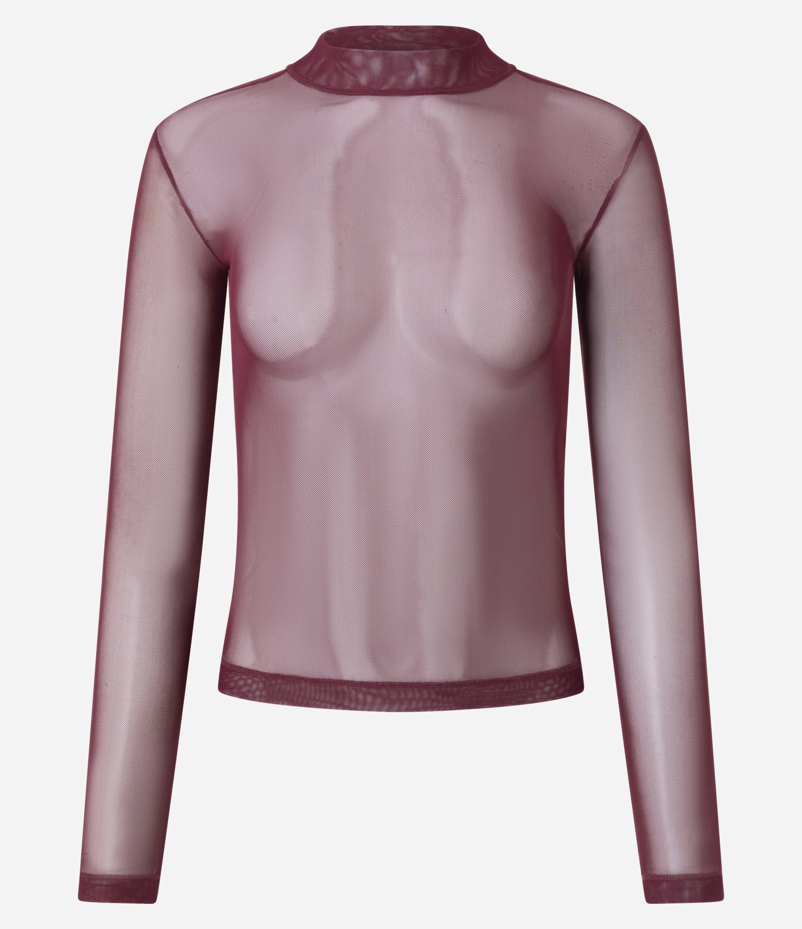 Blusa em Tule com Transparência e Golinha Alta Vermelho 5