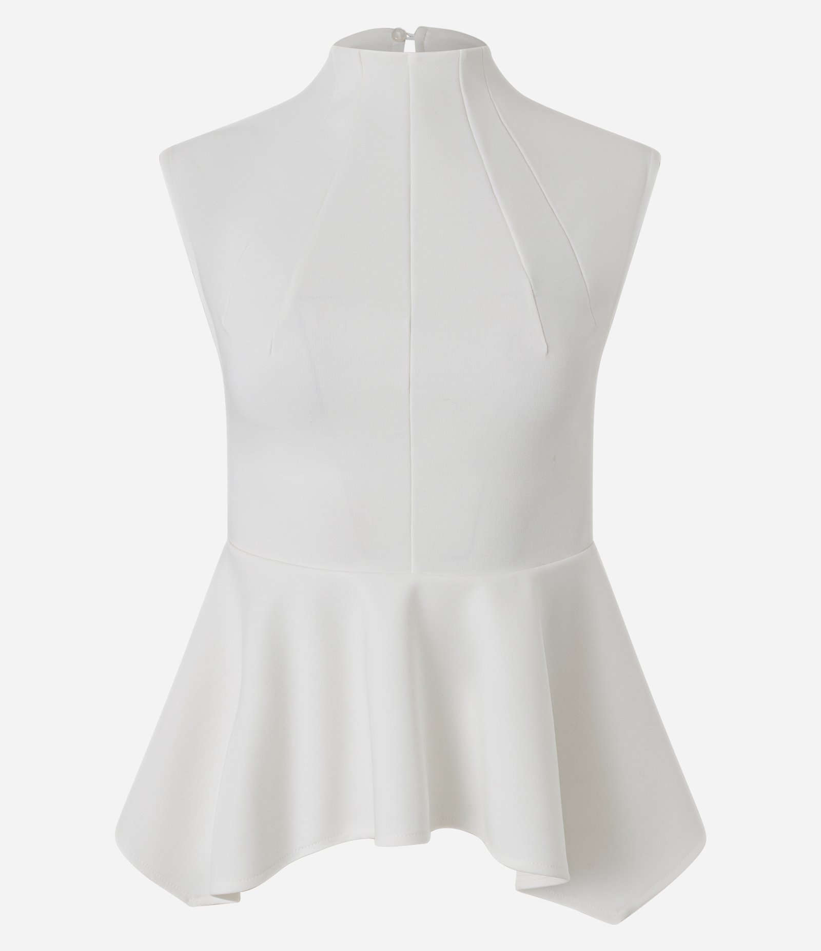 Blusa com Gola Alta e Barra Peplum Assimétrica Branco 6