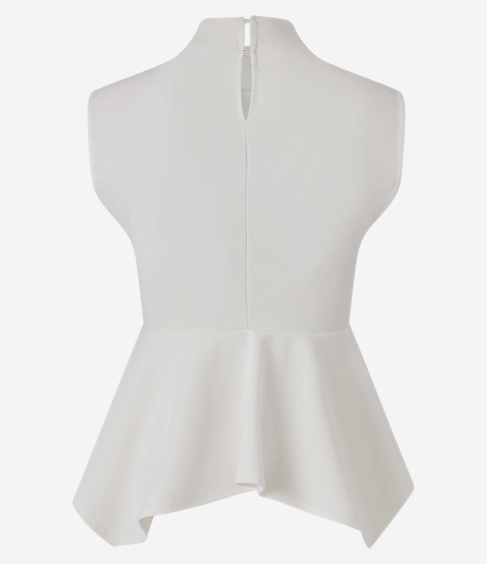 Blusa com Gola Alta e Barra Peplum Assimétrica Branco 7
