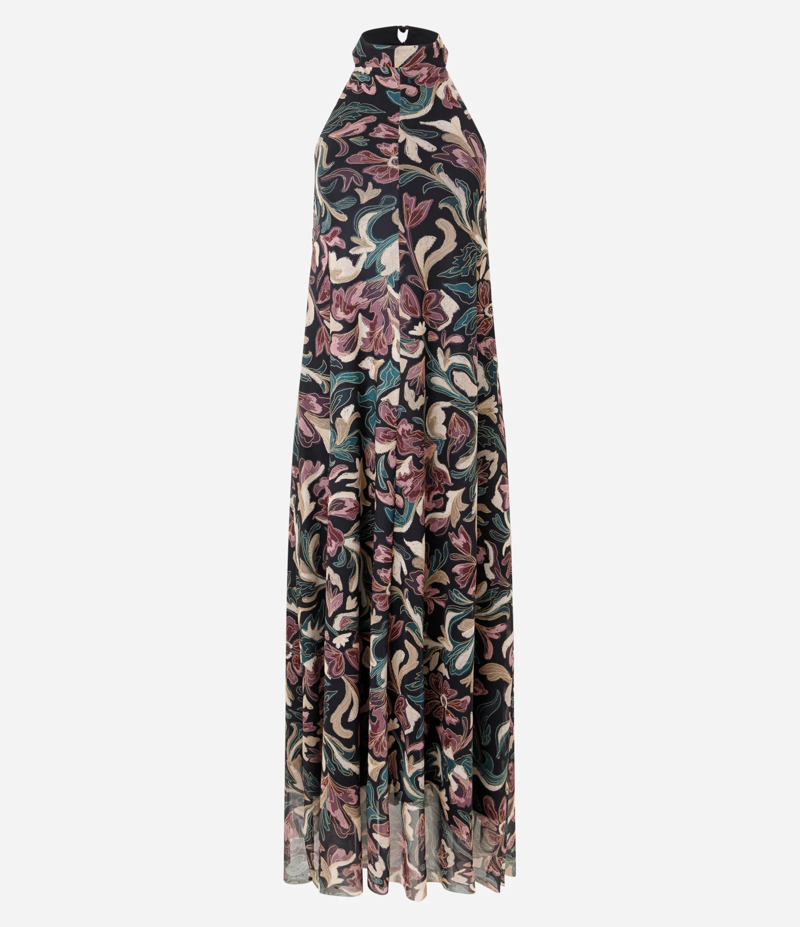 Vestido Halter Longo em Tule com Estampa Abstrata Multicores 1