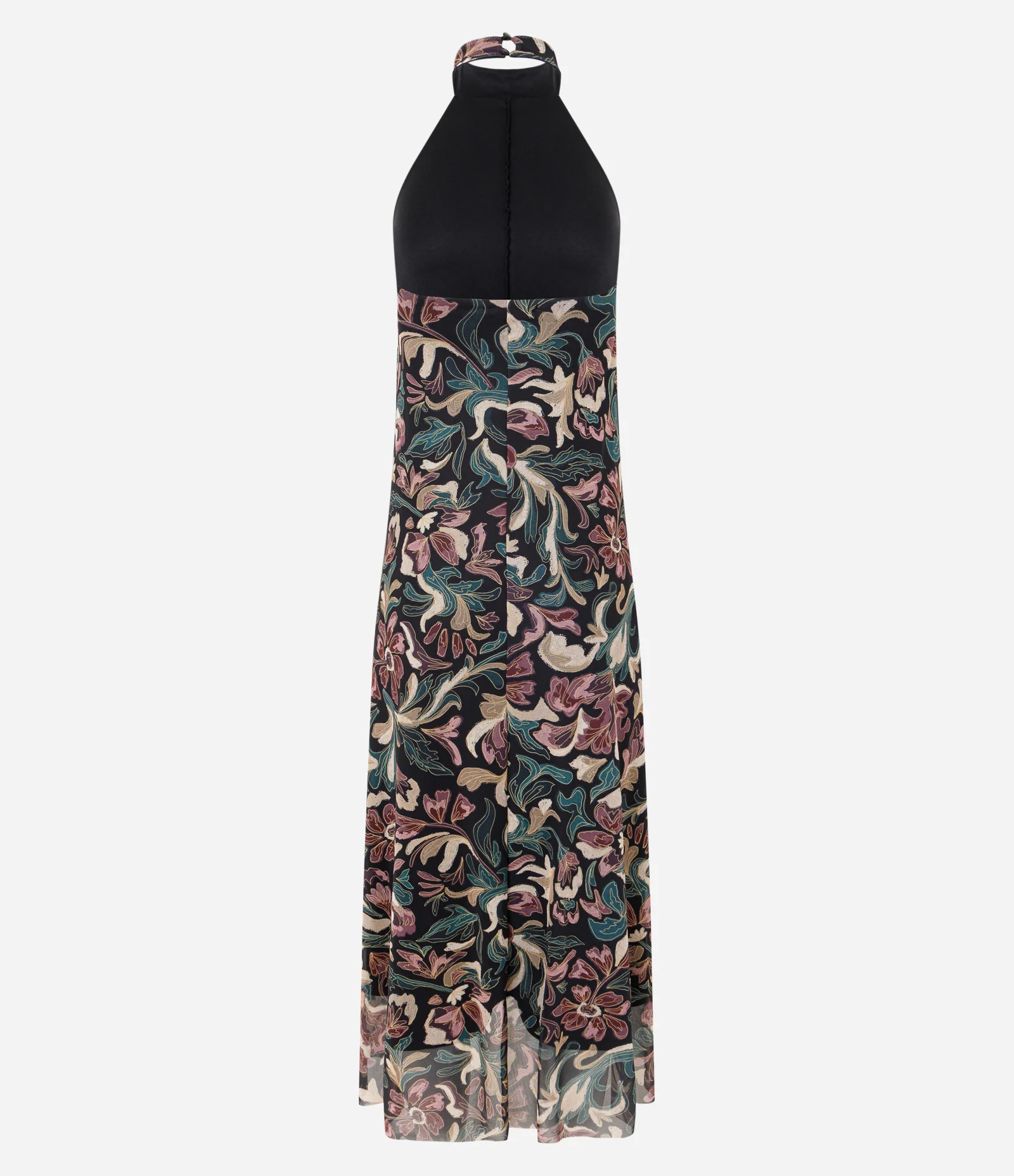 Vestido Halter Longo em Tule com Estampa Abstrata Multicores 2