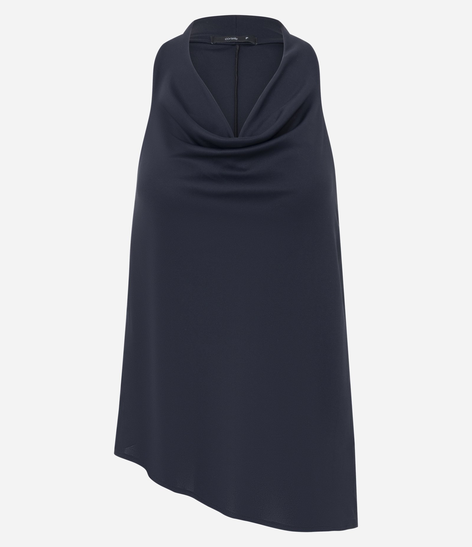 Blusa Ajustada em Ribana com Barra Assimétrica e Gola Halter Preto 5