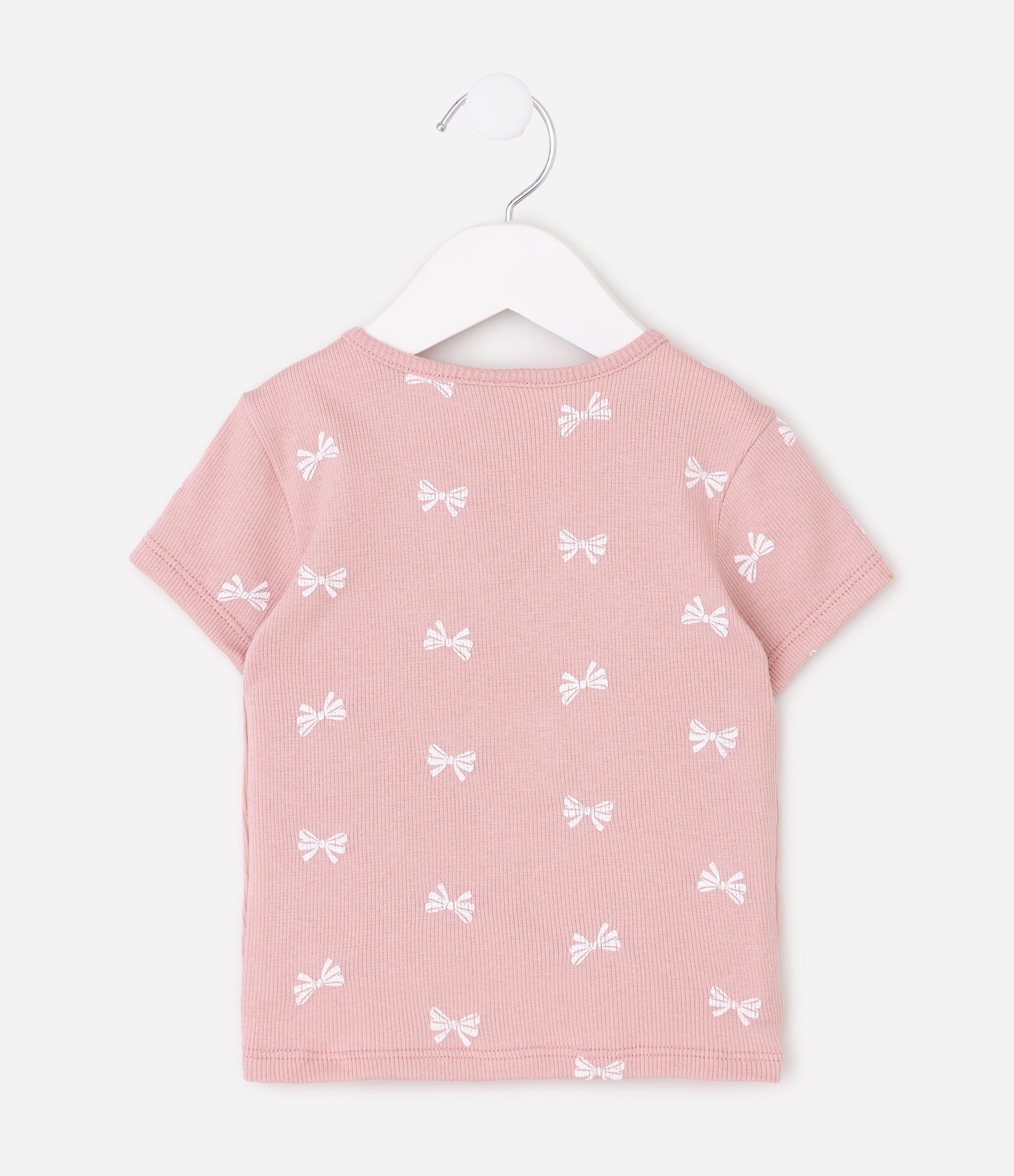 Blusa Slim Infantil em Ribana com Estampa de Laços – Tam 1 a 6 Anos Rosa 2