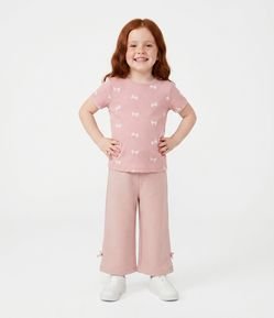 Blusa Slim Infantil em Ribana com Estampa de Laços – Tam 1 a 6 Anos