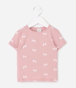 Blusa Slim Infantil em Ribana com Estampa de Laços – Tam 1 a 6 Anos