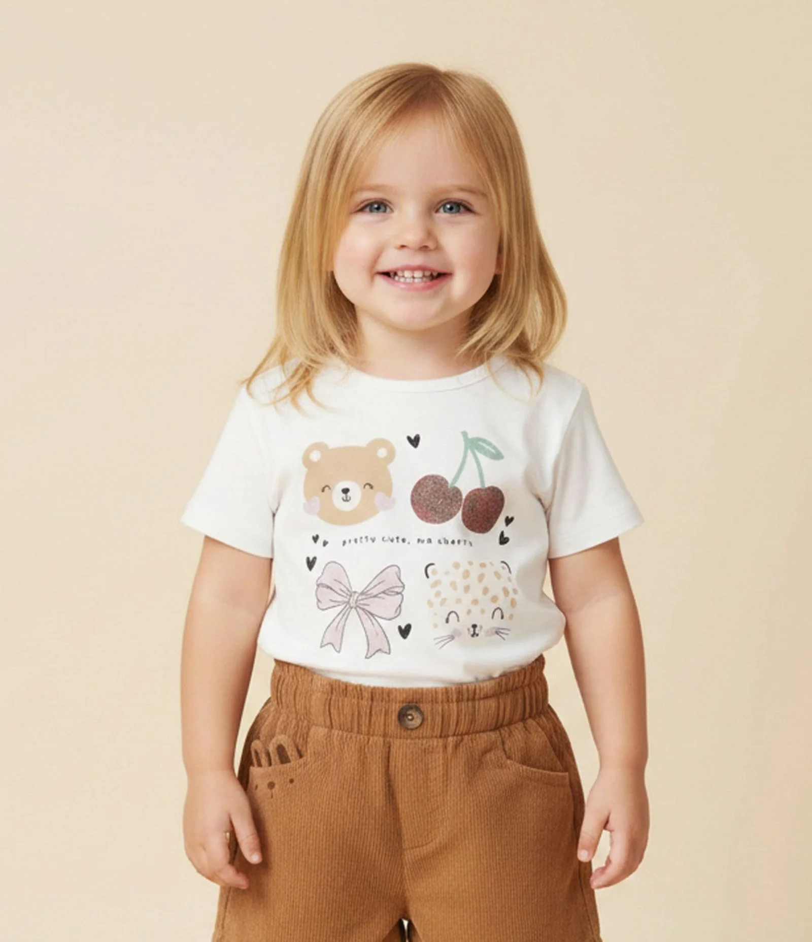Blusa Infantil em Cotton com Estampa de Bichinhos - Tam 1 a 6 Anos Branco 1