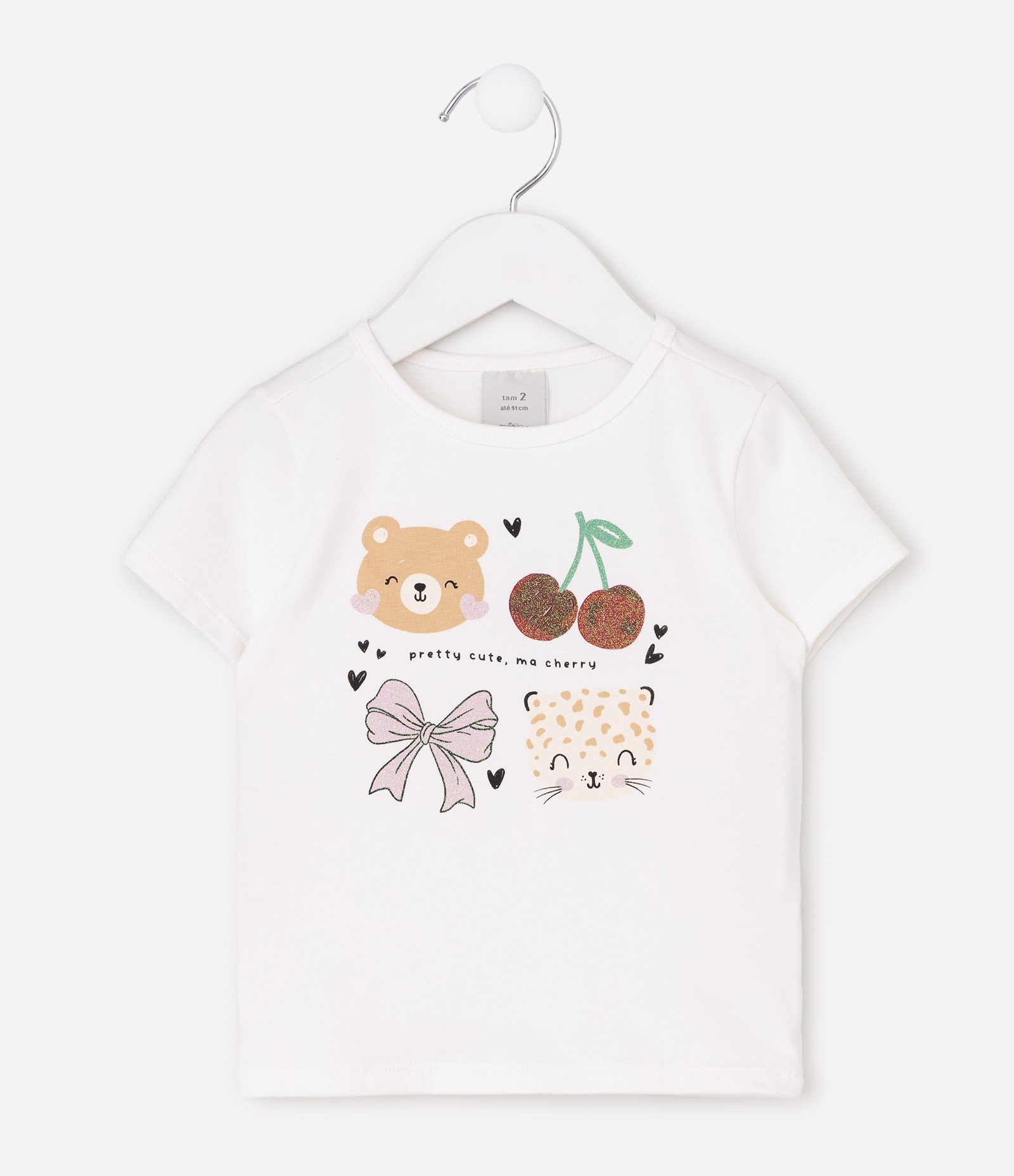 Blusa Infantil em Cotton com Estampa de Bichinhos - Tam 1 a 6 Anos Branco 1