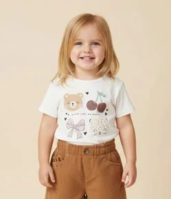 Blusa Infantil em Cotton com Estampa de Bichinhos - Tam 1 a 6 Anos