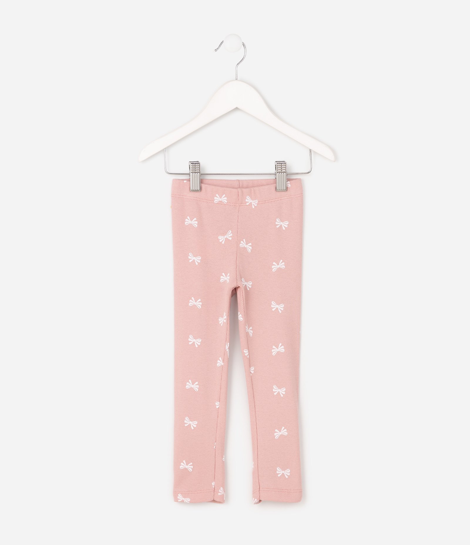 Calça Infantil Legging em Ribana com Estampa de Laços – Tam 1 a 6 Anos Rosa 1