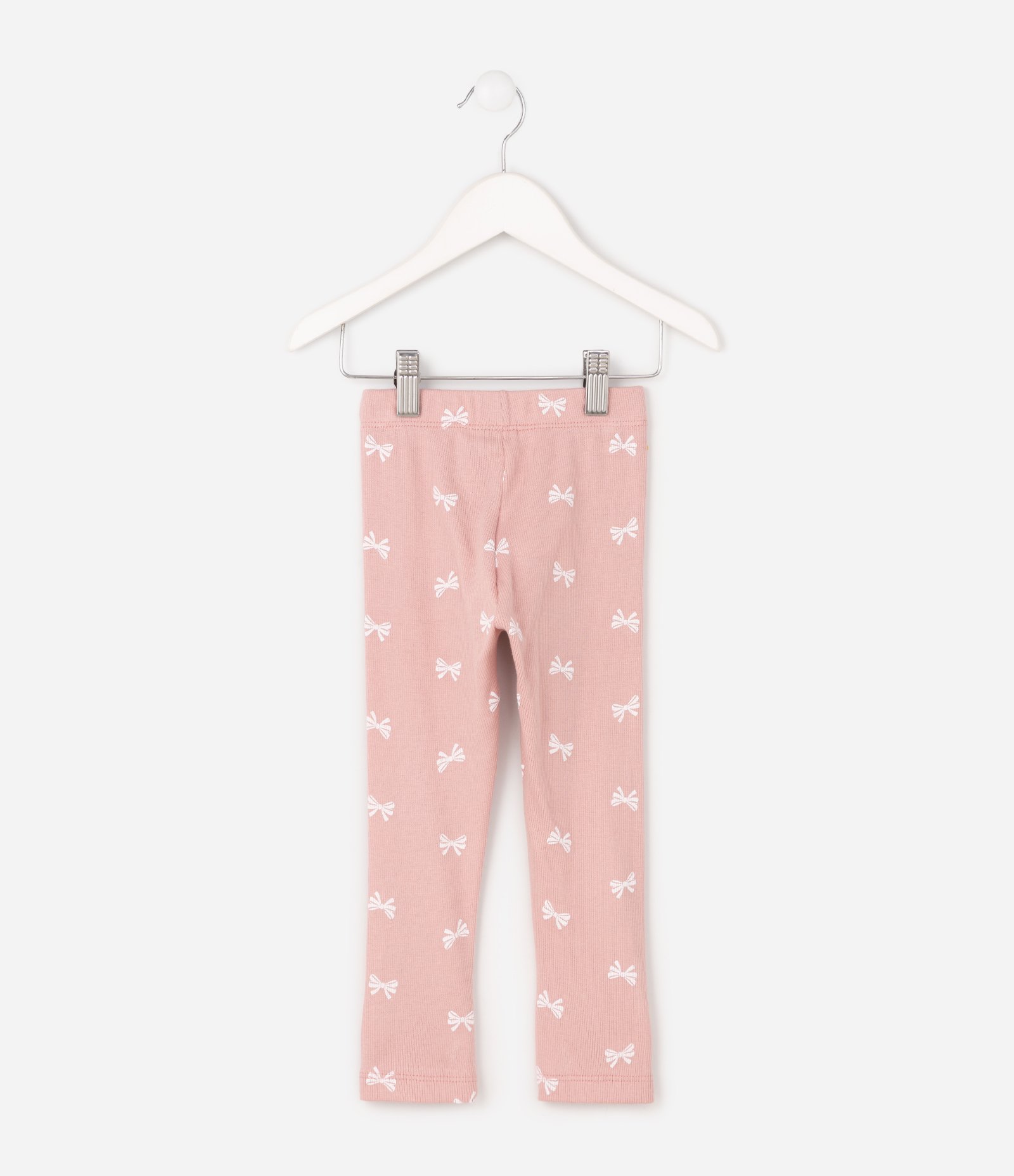 Calça Infantil Legging em Ribana com Estampa de Laços – Tam 1 a 6 Anos Rosa 2