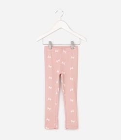 Calça Infantil Legging em Ribana com Estampa de Laços – Tam 1 a 6 Anos