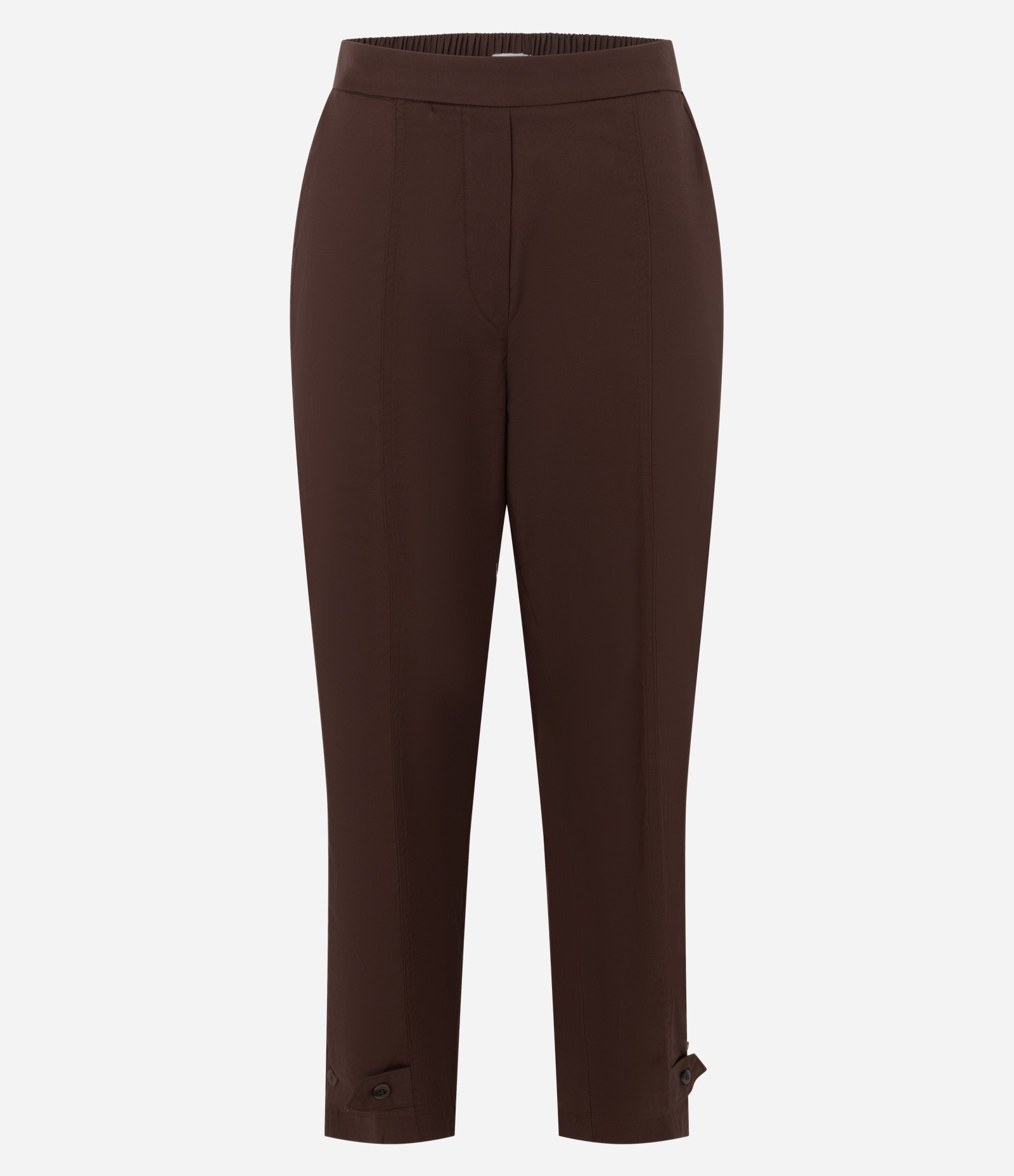 Calça Cenoura em Tricoline com Botão na Barra Marrom 5