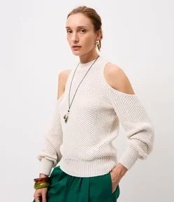 Blusa em Tricô com Ombros Vazados
