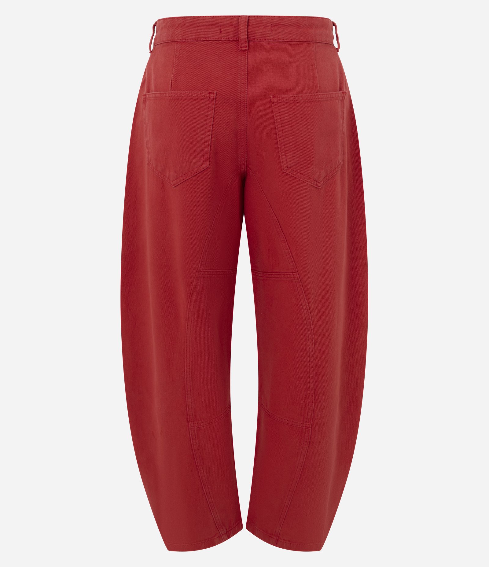 Calça Baggy em Sarja com Cintura Baixa Vermelho 2
