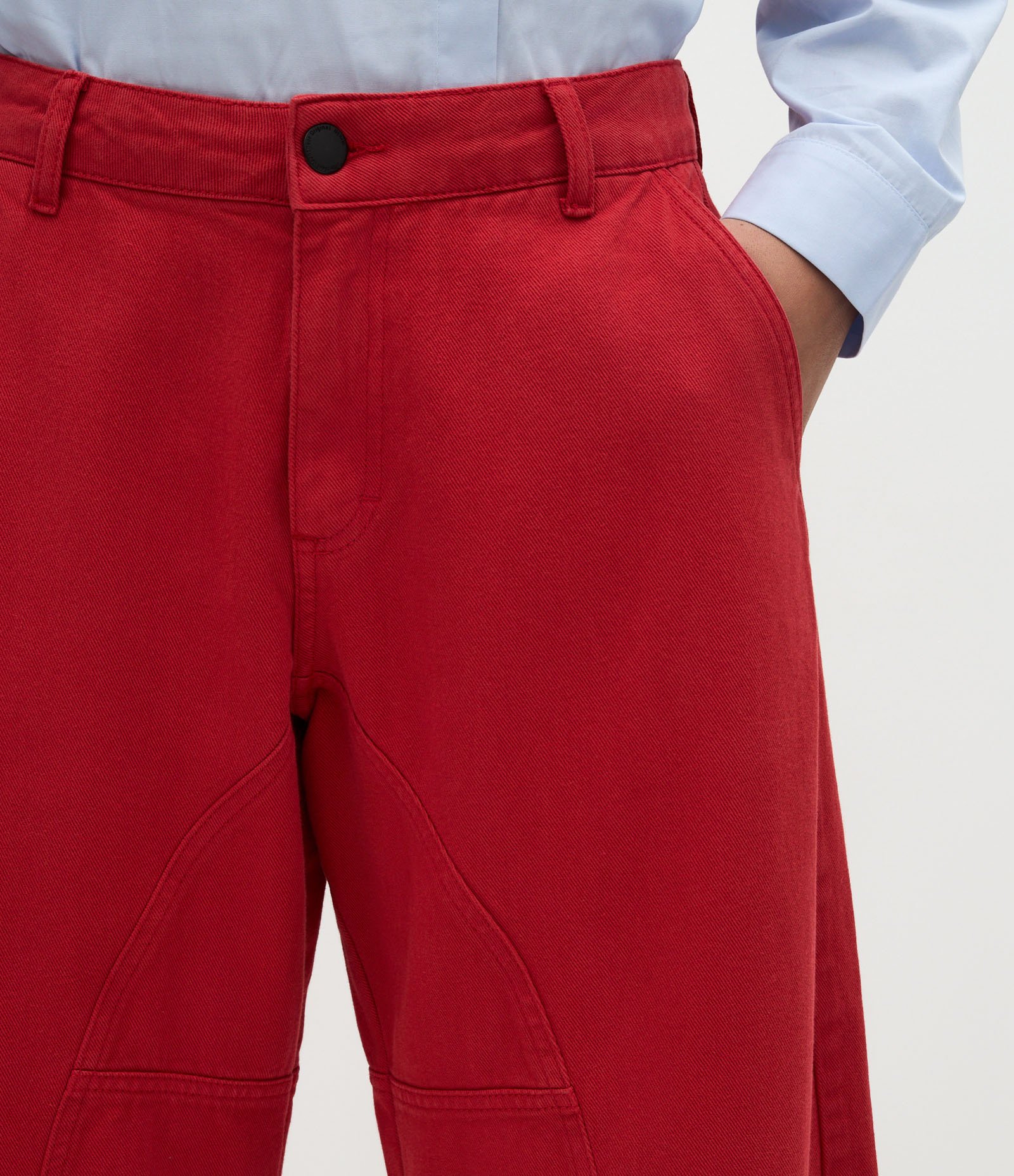 Calça Baggy em Sarja com Cintura Baixa Vermelho 4