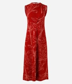 Vestido Midi em Piquet com Estampa Abstrata