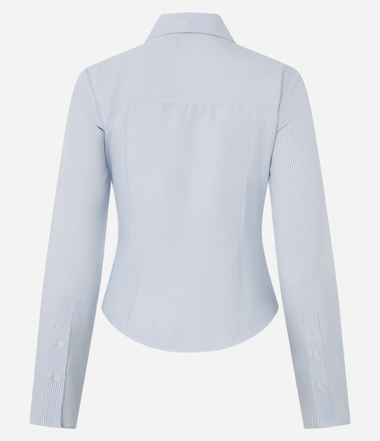 Camisa em Tricoline Listrada com Modelagem Ajustada Azul 6