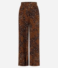 Calça Reta em Piquet com Estampa Floral Abstrata