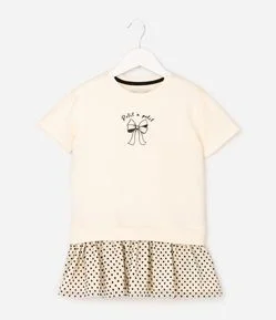 Vestido Relaxed em Moletinho com Saia Tule Poá Infantil - Tam 1 a 6 Anos