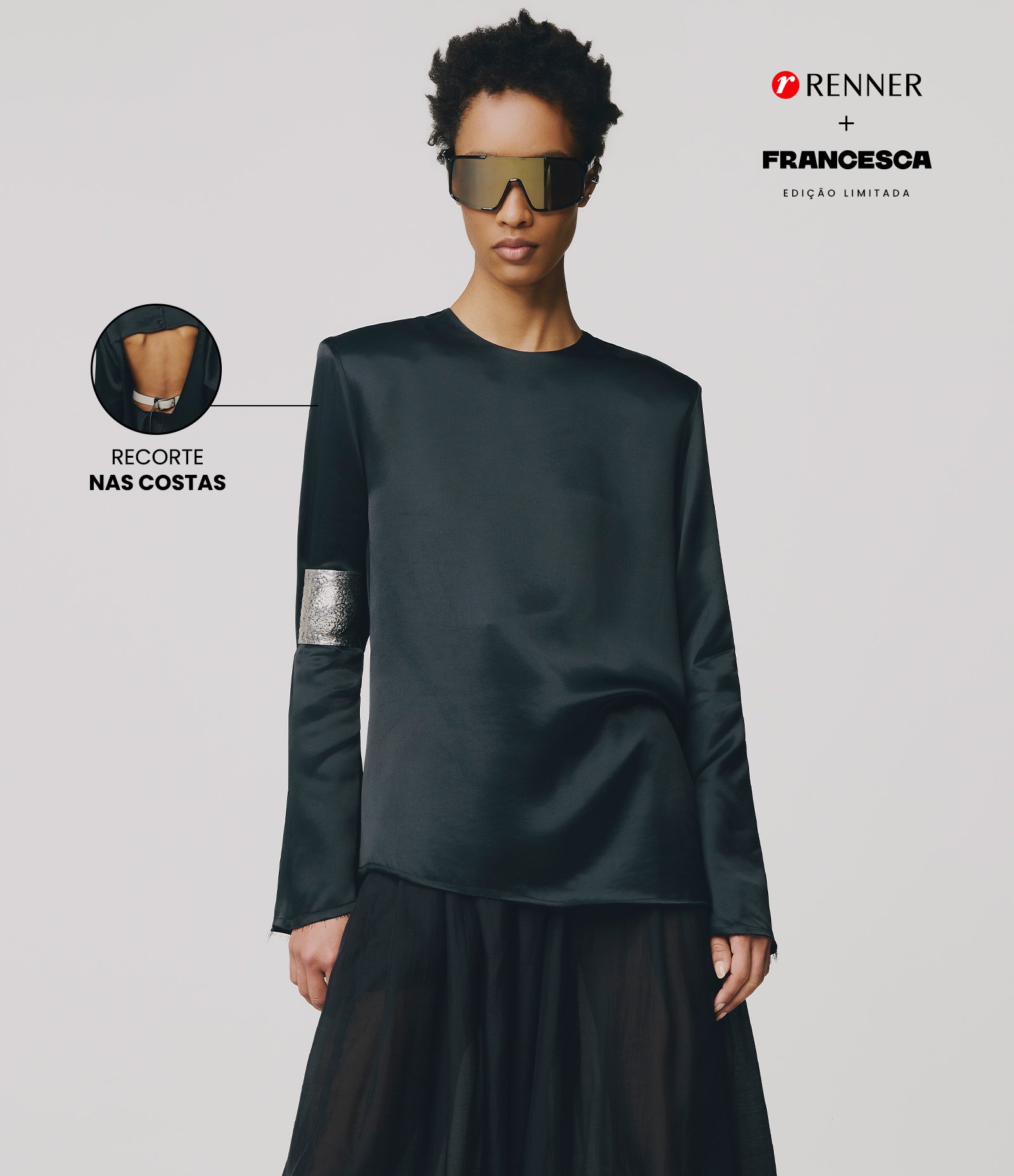 Blusa com Abertura nas Costas e Barra Assimétrica Preto 1
