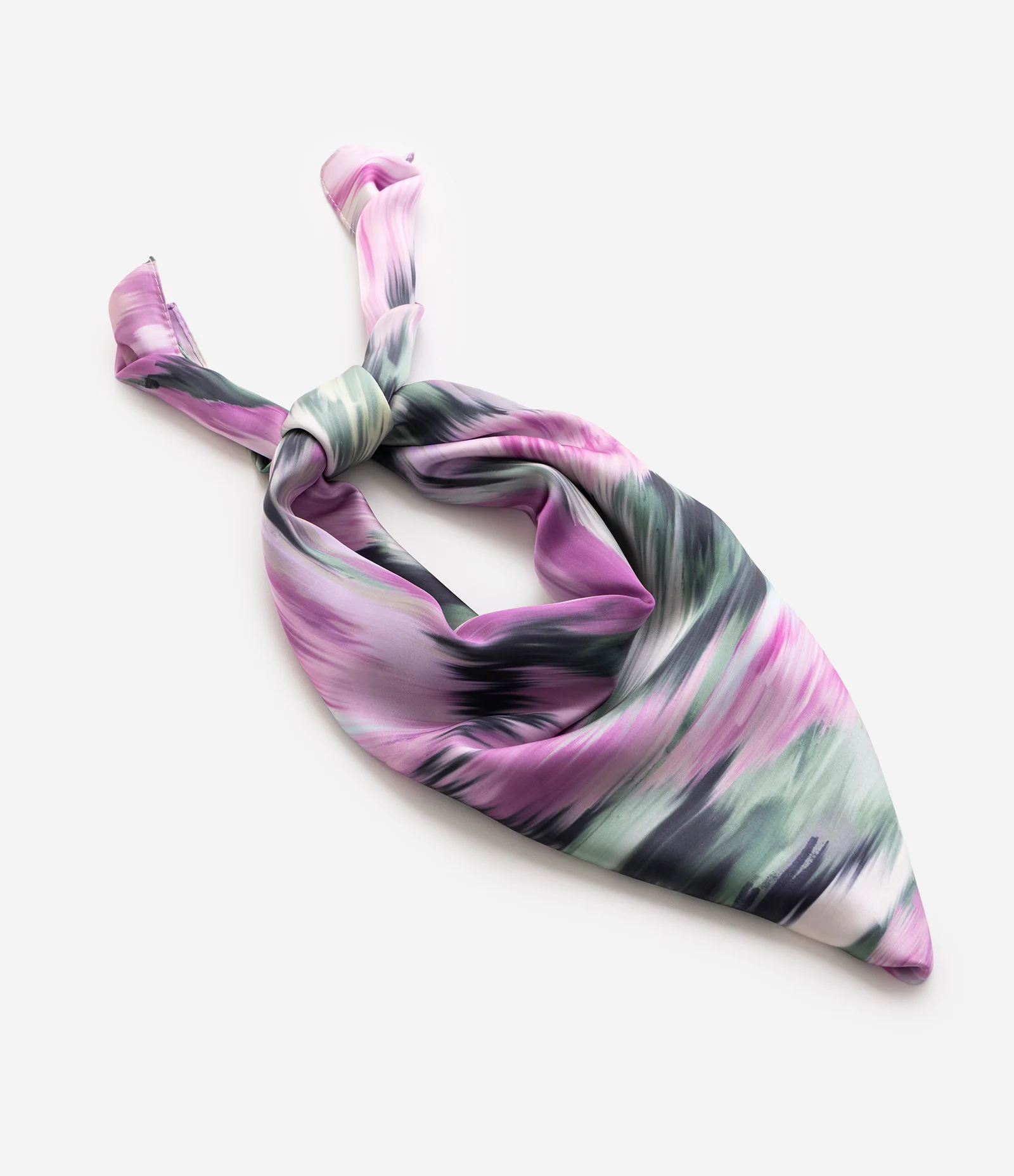 Lenço em Cetim com Estampa Floral Abstrata Multicores 2