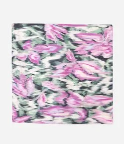 Lenço em Cetim com Estampa Floral Abstrata