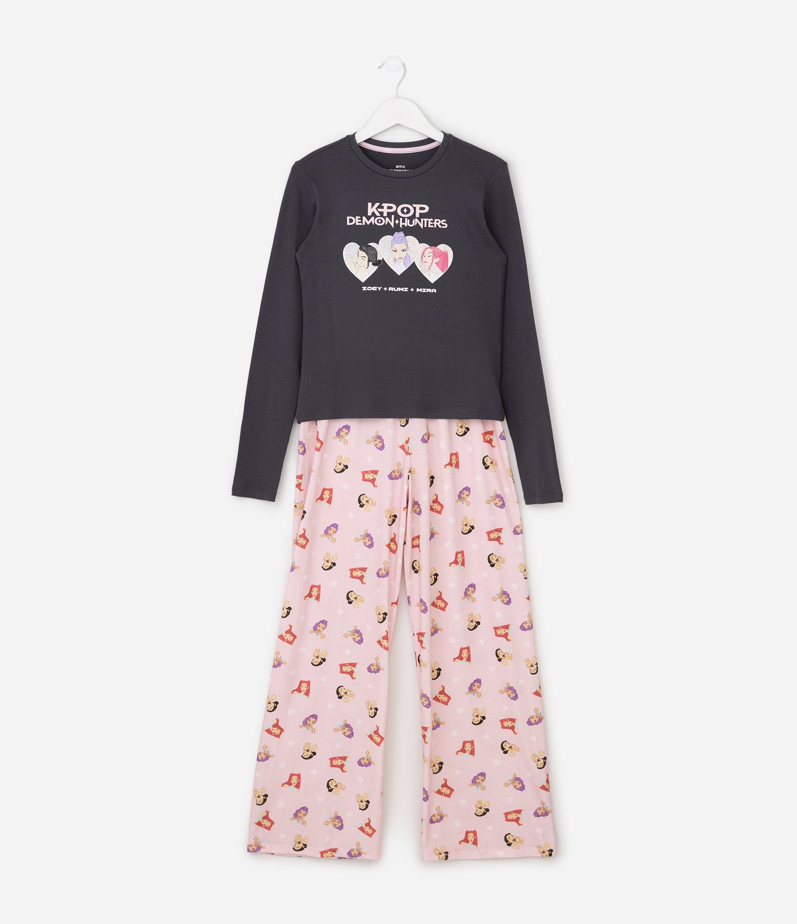 Pijama Infantil em Ribana K-pop Demon Hunters - Tam 5 a 14 Anos Cinza 1