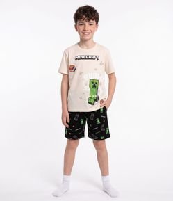 Pijama Infantil em Algodão com Estampa Minecraft - Tam 5 a 14 Anos