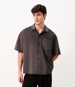 Camisa Veludo Manga Curta Bowling