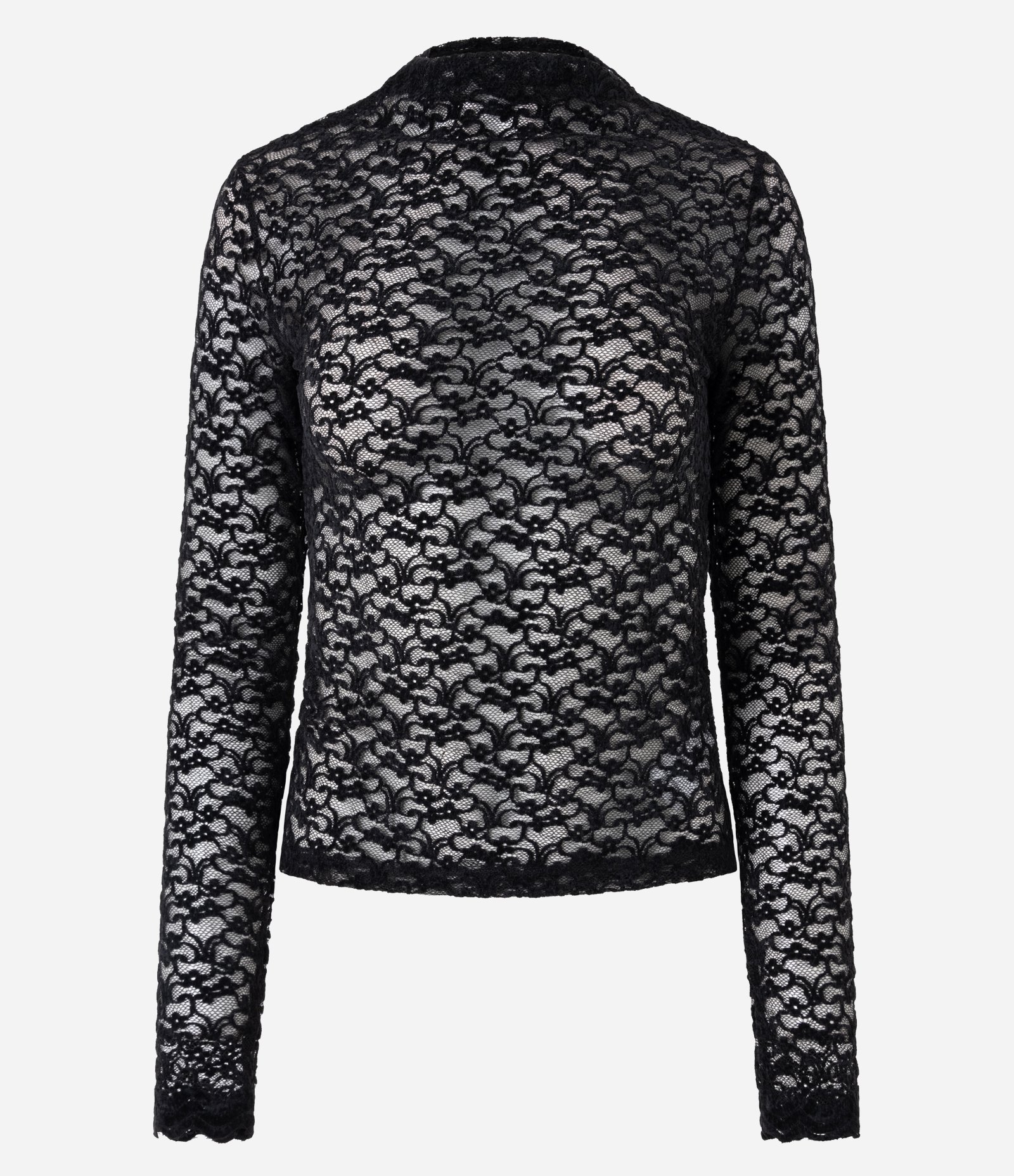 Blusa Segunda Pele em Renda com Gola Alta Preto 5