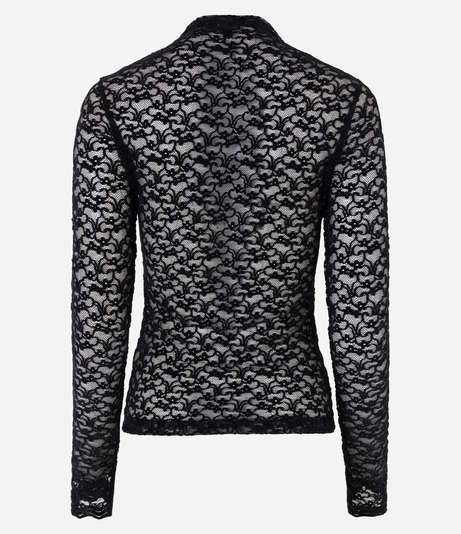 Blusa Segunda Pele em Renda com Gola Alta Preto 7