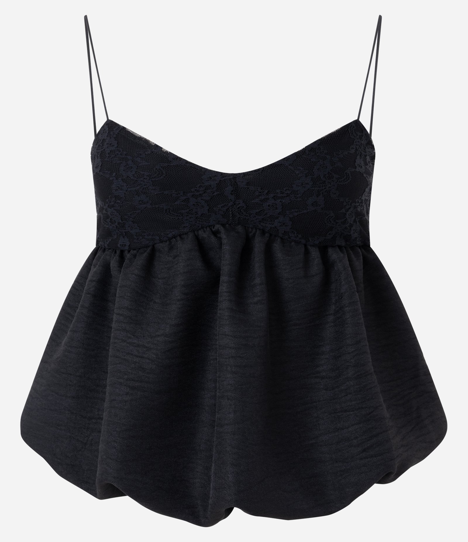 Blusa Balonê em Crepe com Alcinha e Busto em Renda Preto 5