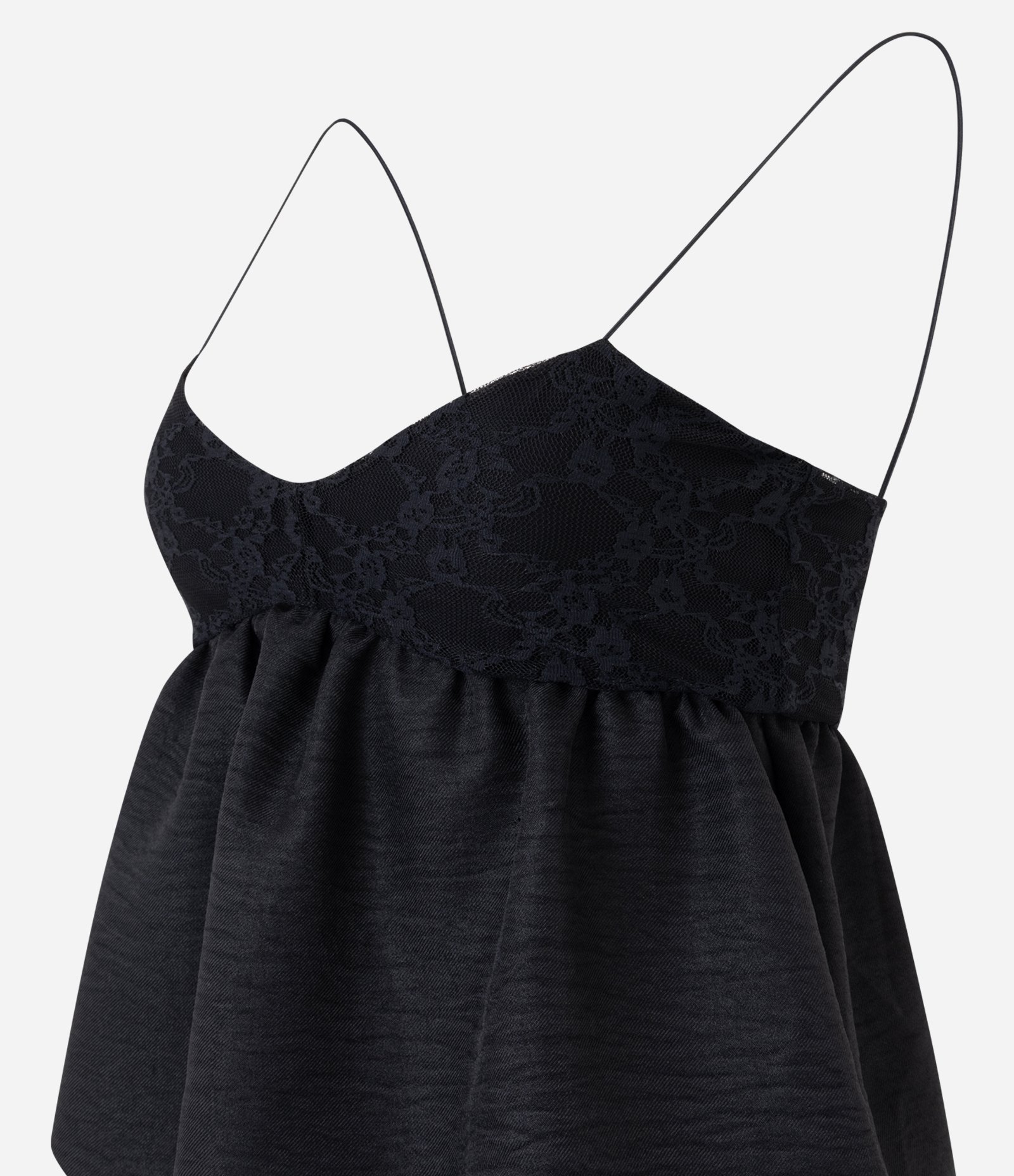 Blusa Balonê em Crepe com Alcinha e Busto em Renda Preto 6