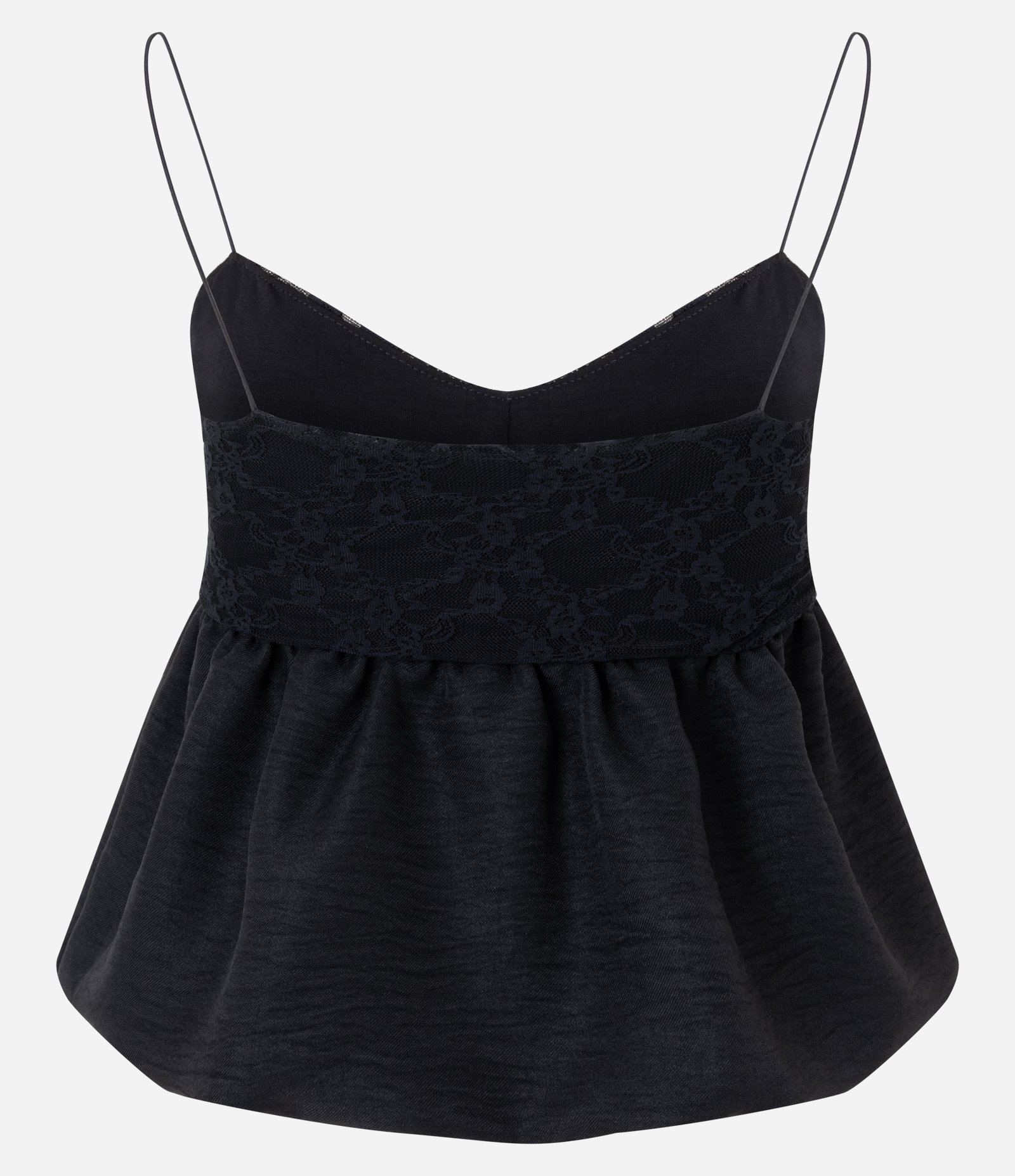 Blusa Balonê em Crepe com Alcinha e Busto em Renda Preto 7