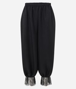 Calça Aladim em Crepe com Barra Rendada