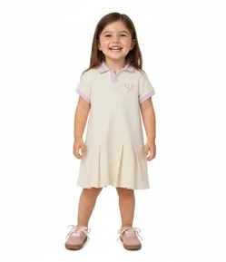 Vestido Curto Slim Infantil em Ribana Estilo Tenista - Tam 1 a 6 Anos
