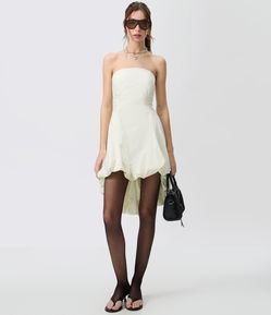 Vestido Tomara que Caia em Tricoline com Saia Balonê